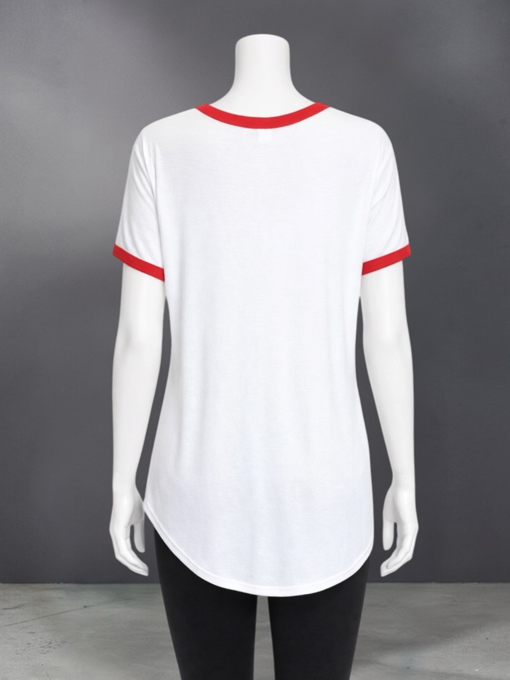 White Ringer Tee with Red Trim and "Positively" Script - Picture 14 of 14